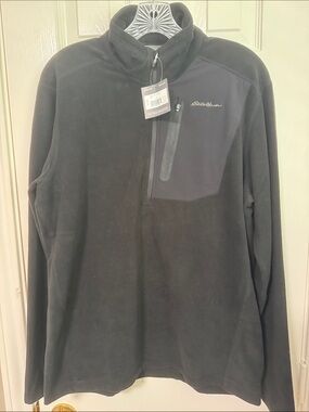 Eddie Bauer Black Half-Zip Fleece with Chest Zip Pocket